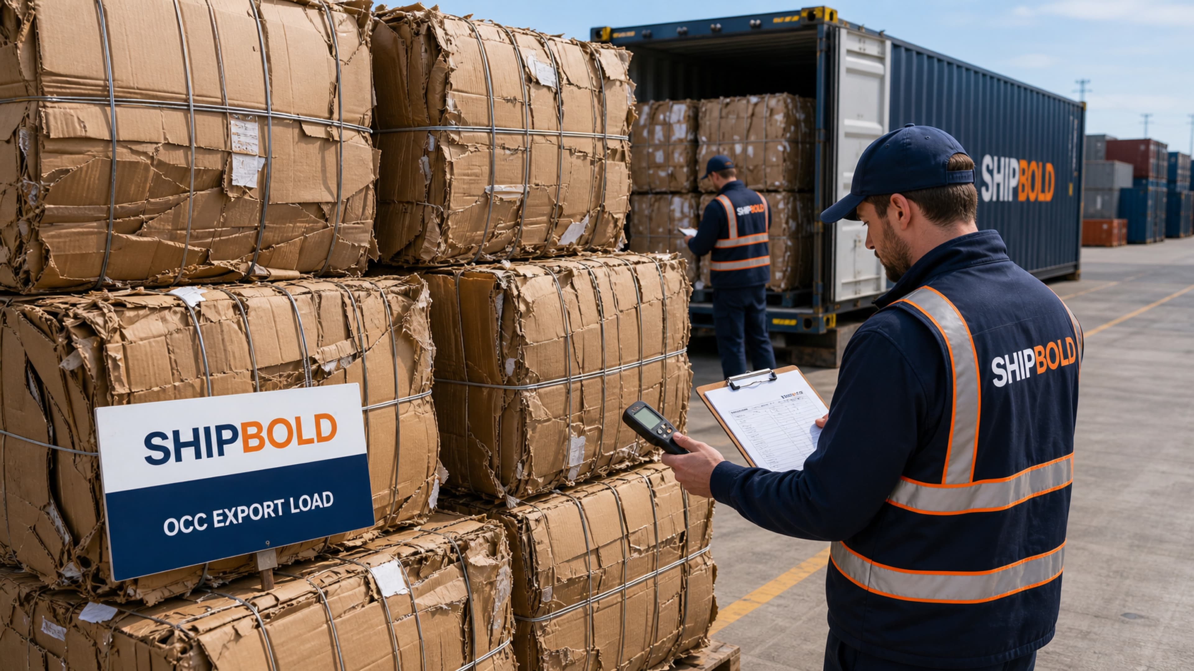 Cardboard OCC Bales Export Load industrial stock